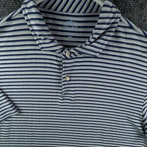 PETER MILLAR Seaside Wash Striped Medium Blue Polo Shirt Cotton Stretch Golf Men